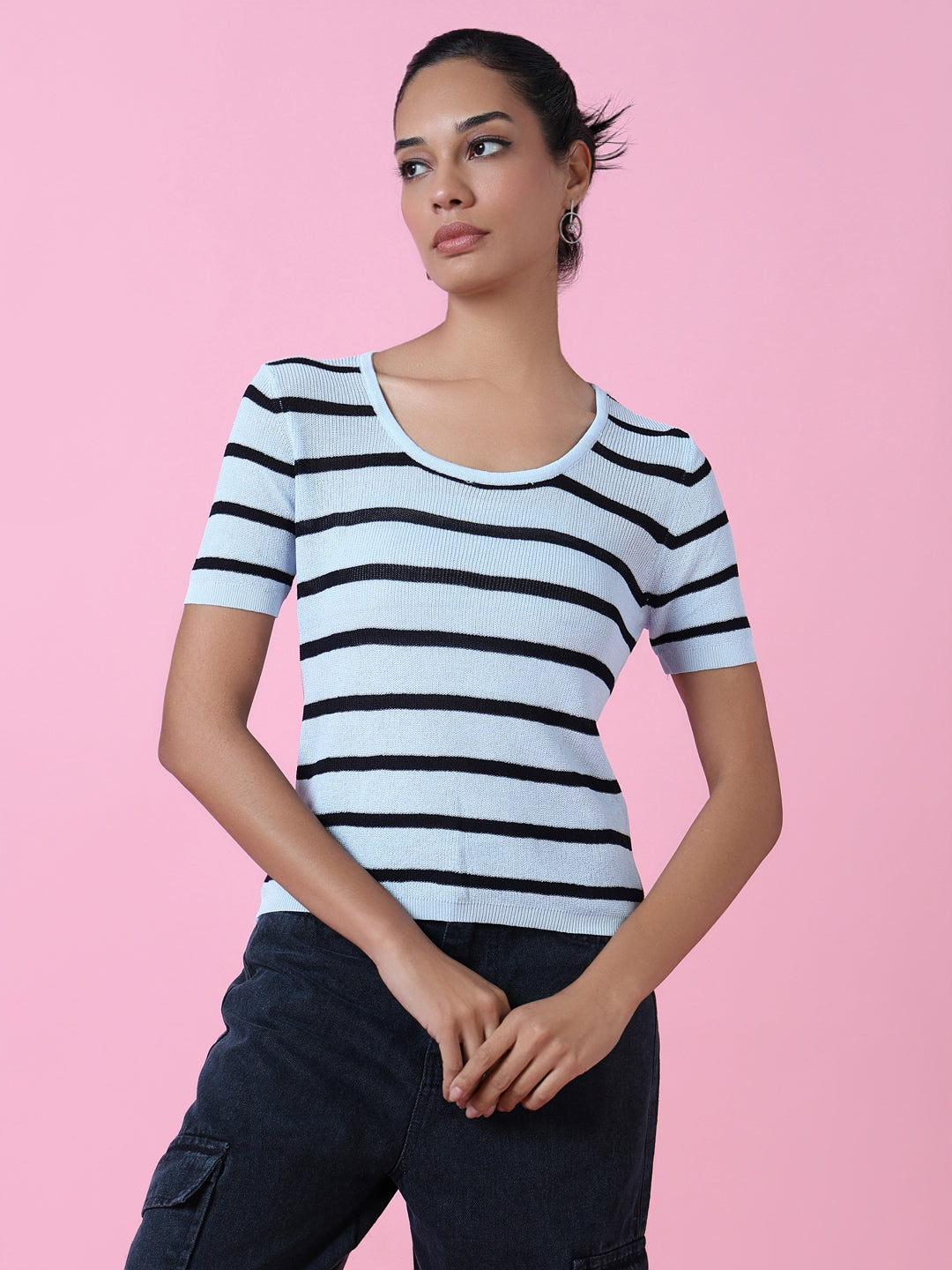 Women Blue Striped Top