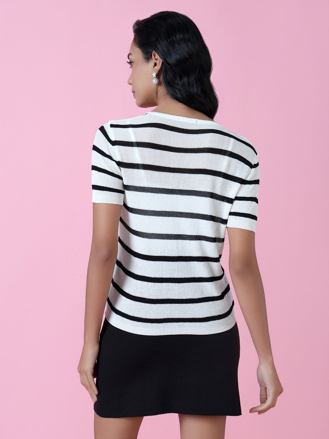 Women White Striped Top