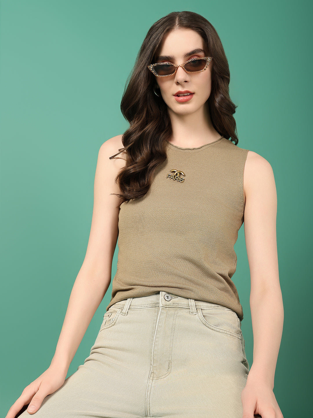 Women Olive Solid Top