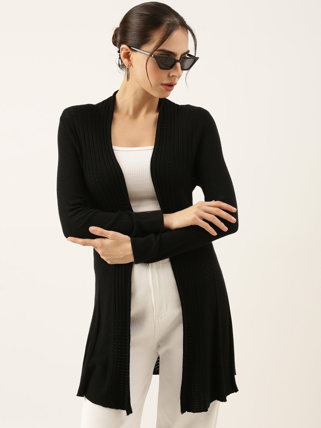 Women Black Solid Shrug