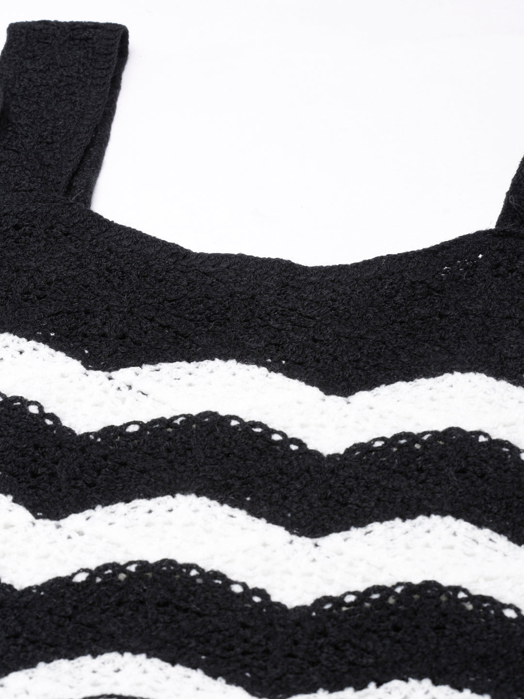 Women Black Solid Crochet Crop Top