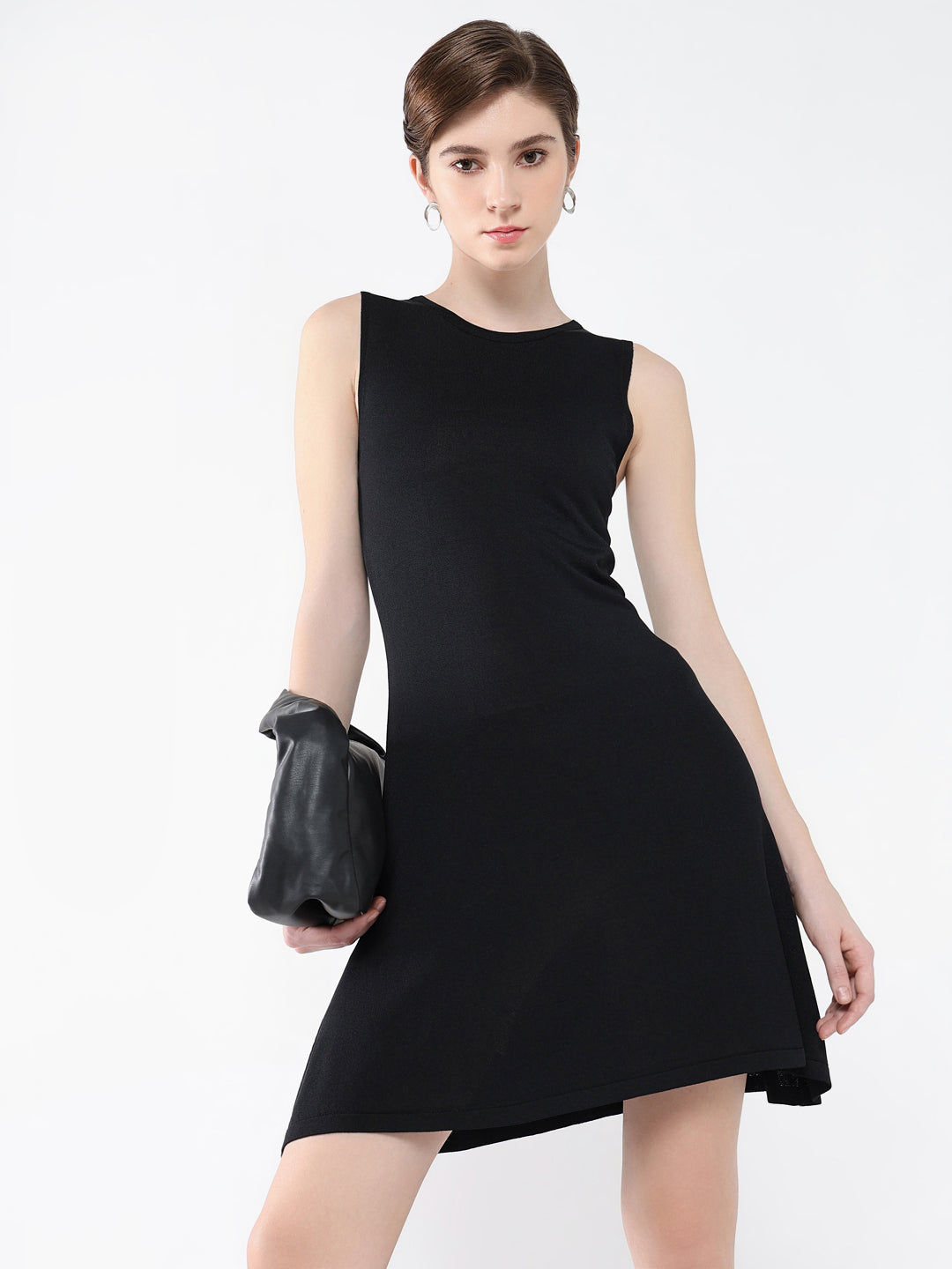 Women Solid Black Bodycon Dress