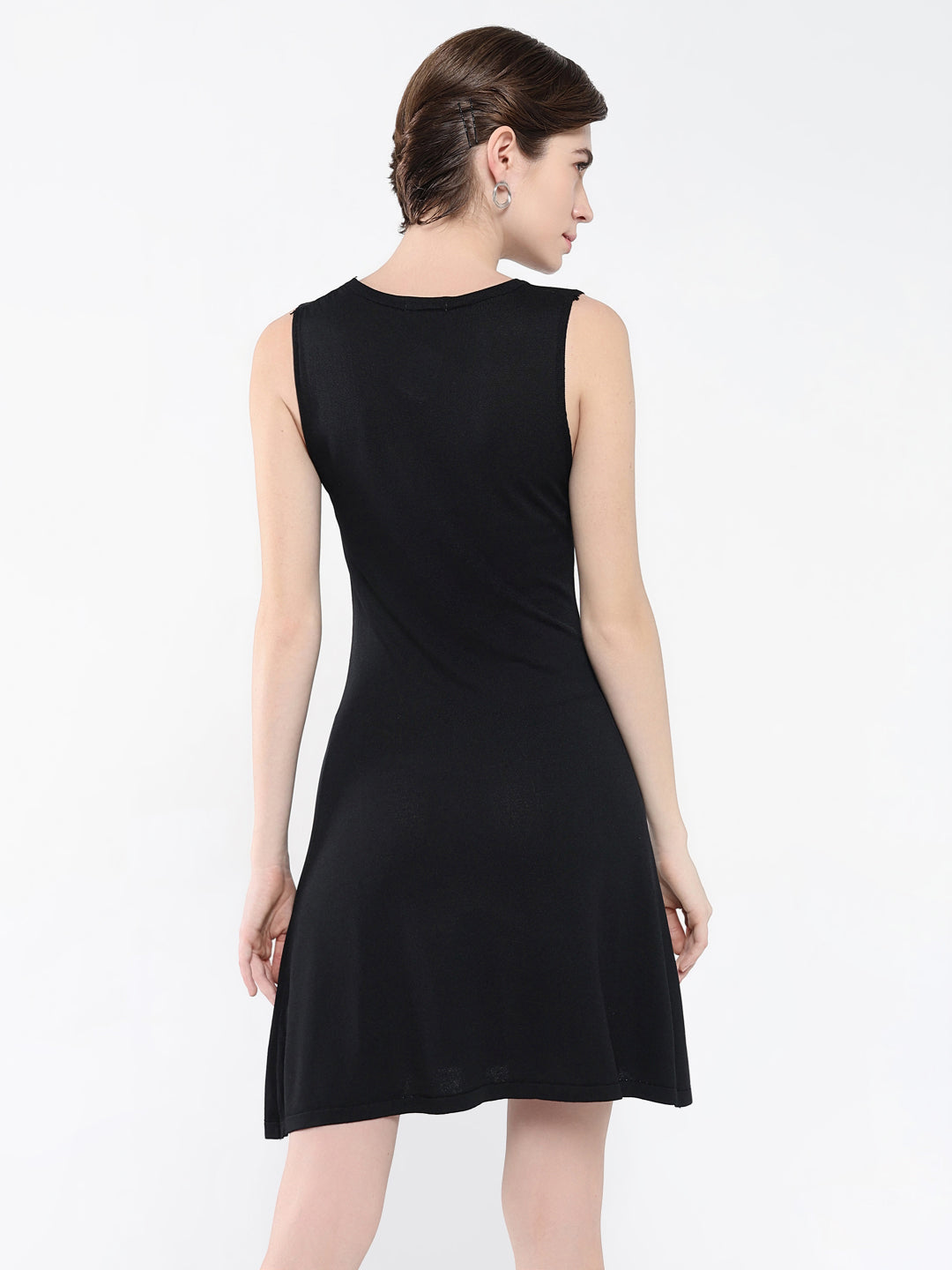 Women Solid Black Bodycon Dress