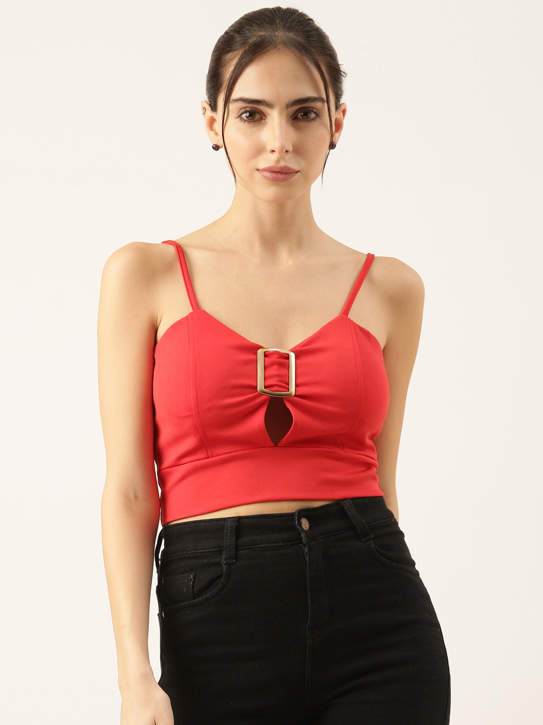 Women Solid Red Crop Top