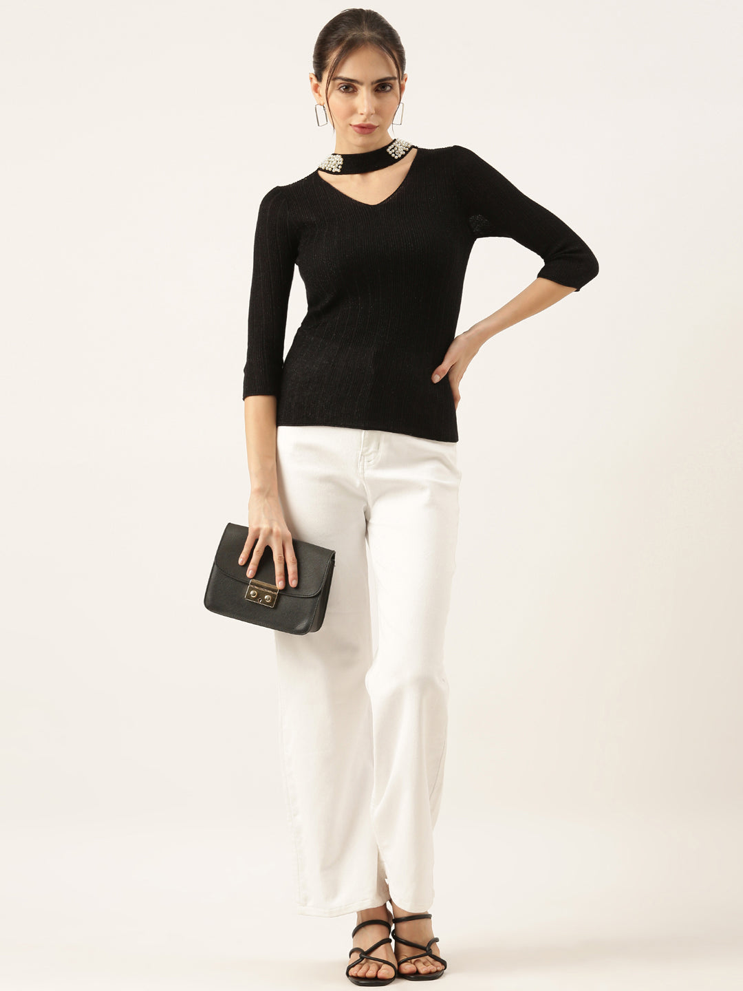 Women Black Solid Top