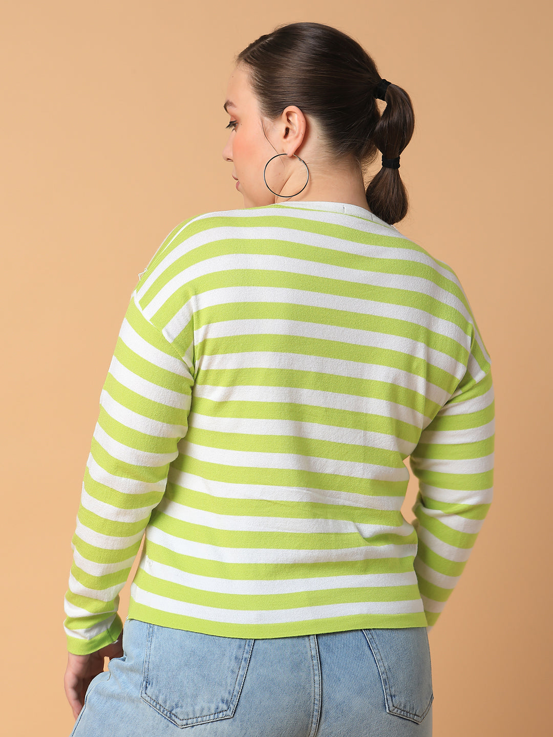 Women Striped Green Top