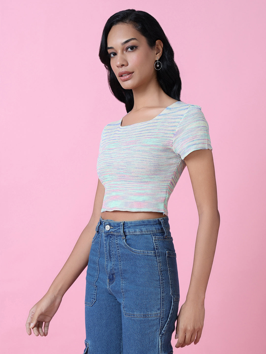 Women Green Solid Crop Top