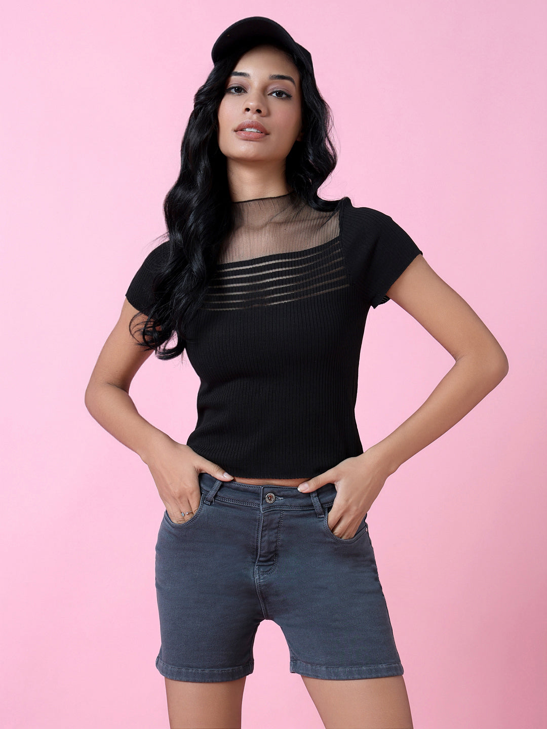 Women Black Solid Top