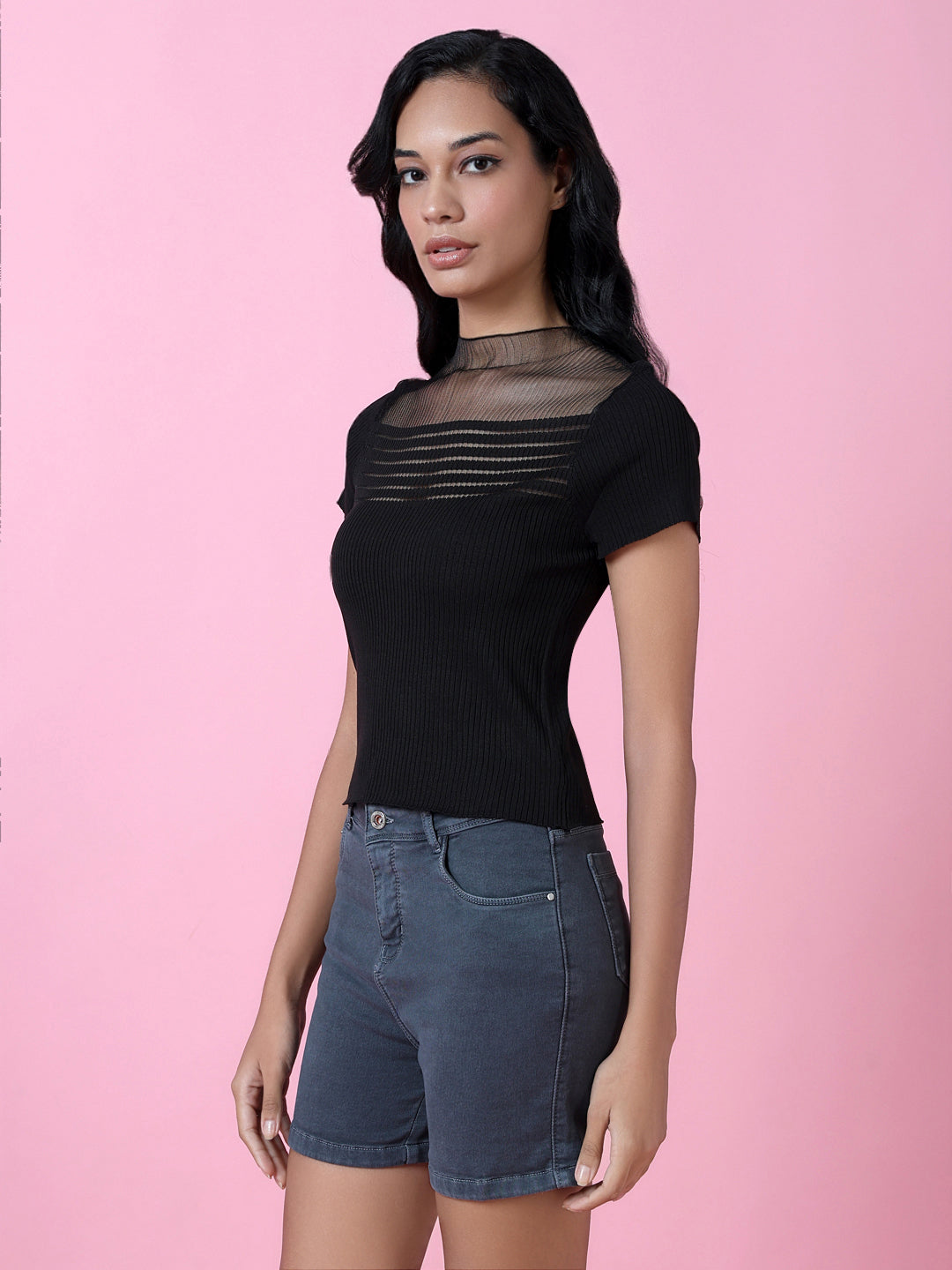 Women Black Solid Top