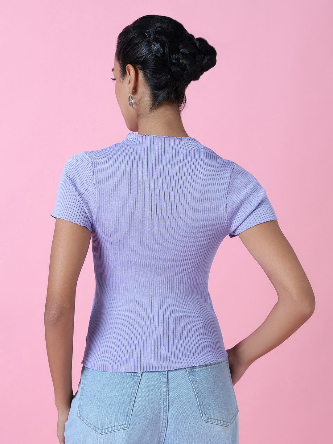 Women Lavender Solid Top