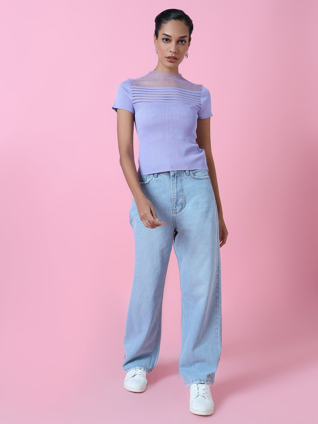 Women Lavender Solid Top