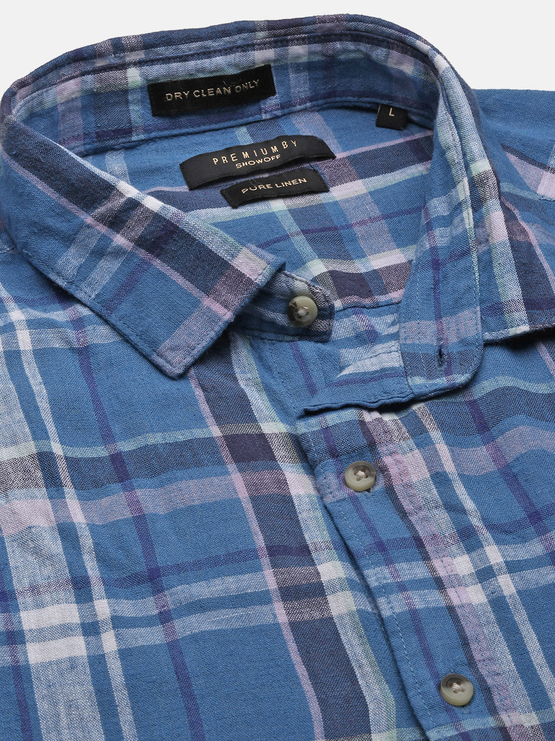 Men Blue Checked Slim Fit Shirt