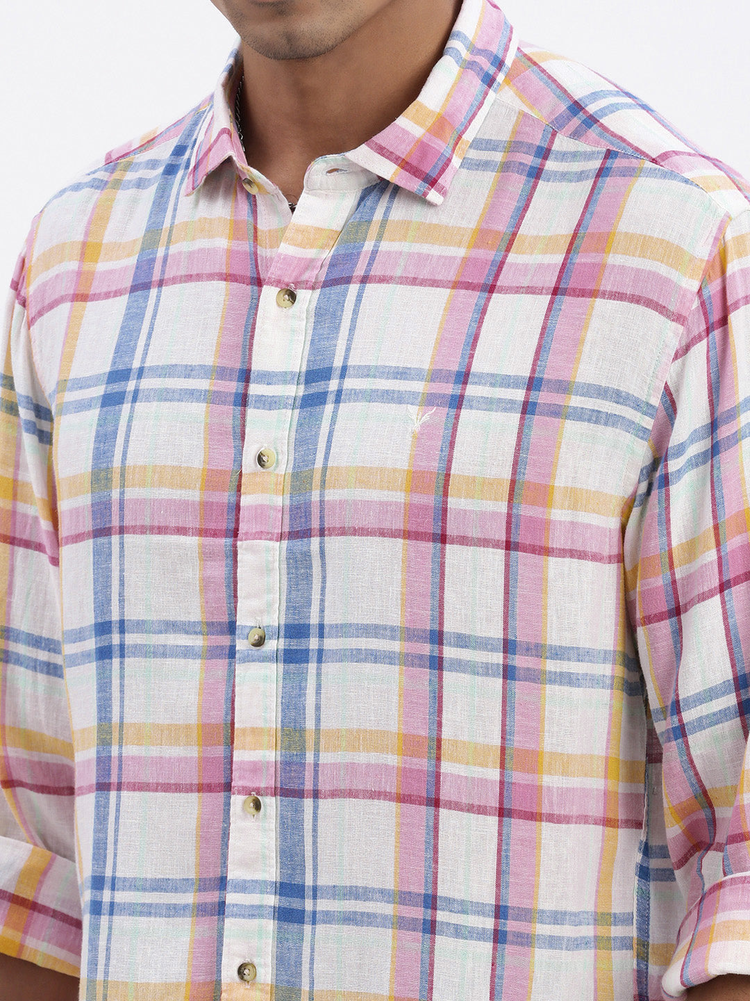 Men White Checked Slim Fit Shirt