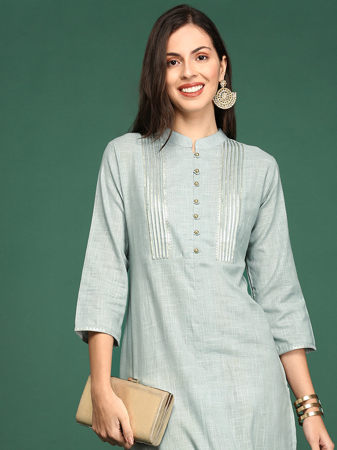 Women's Grey Solid Straight Kurta