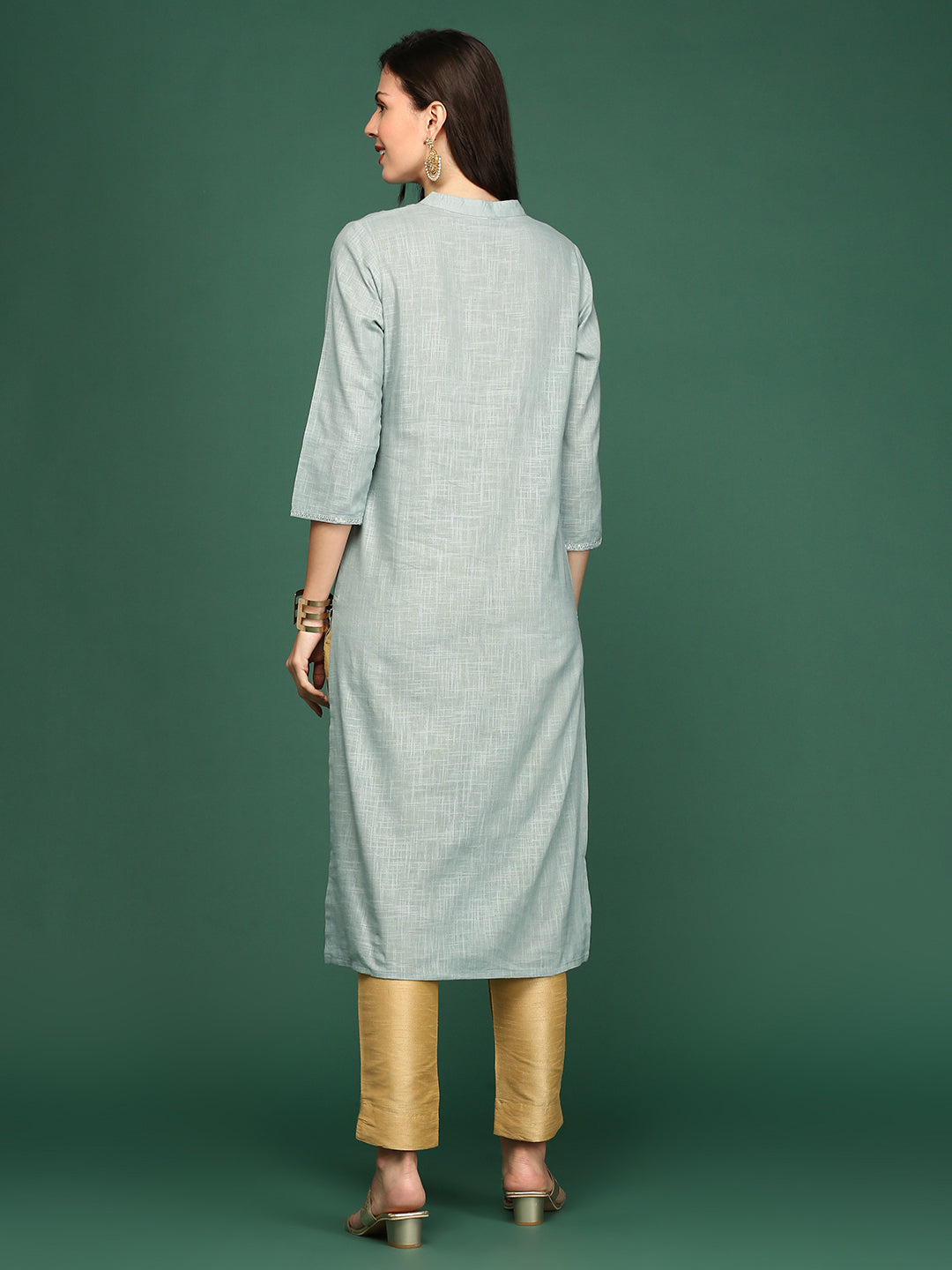 Women's Grey Solid Straight Kurta