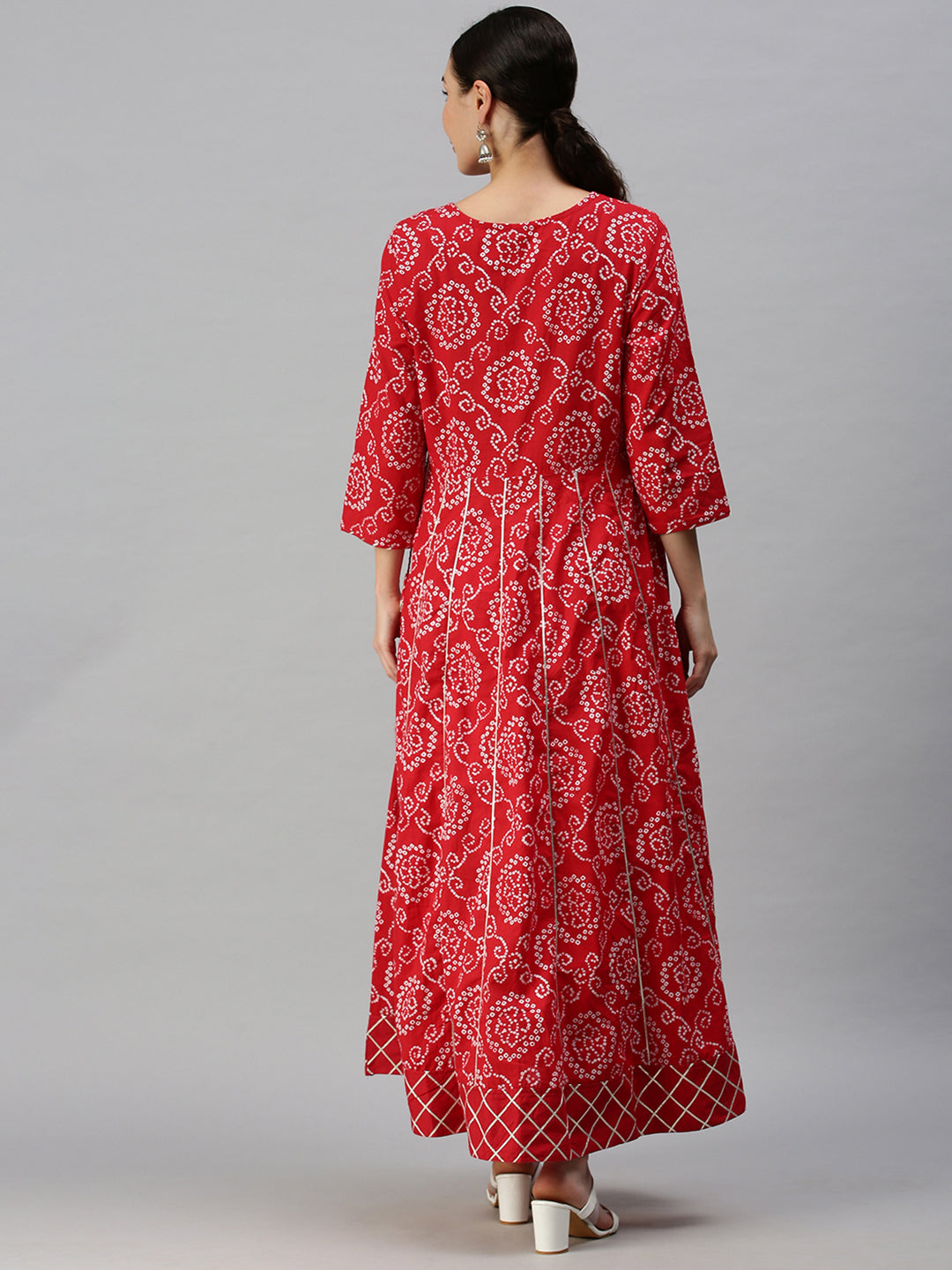 Women Printed Red Anarkali Kurta