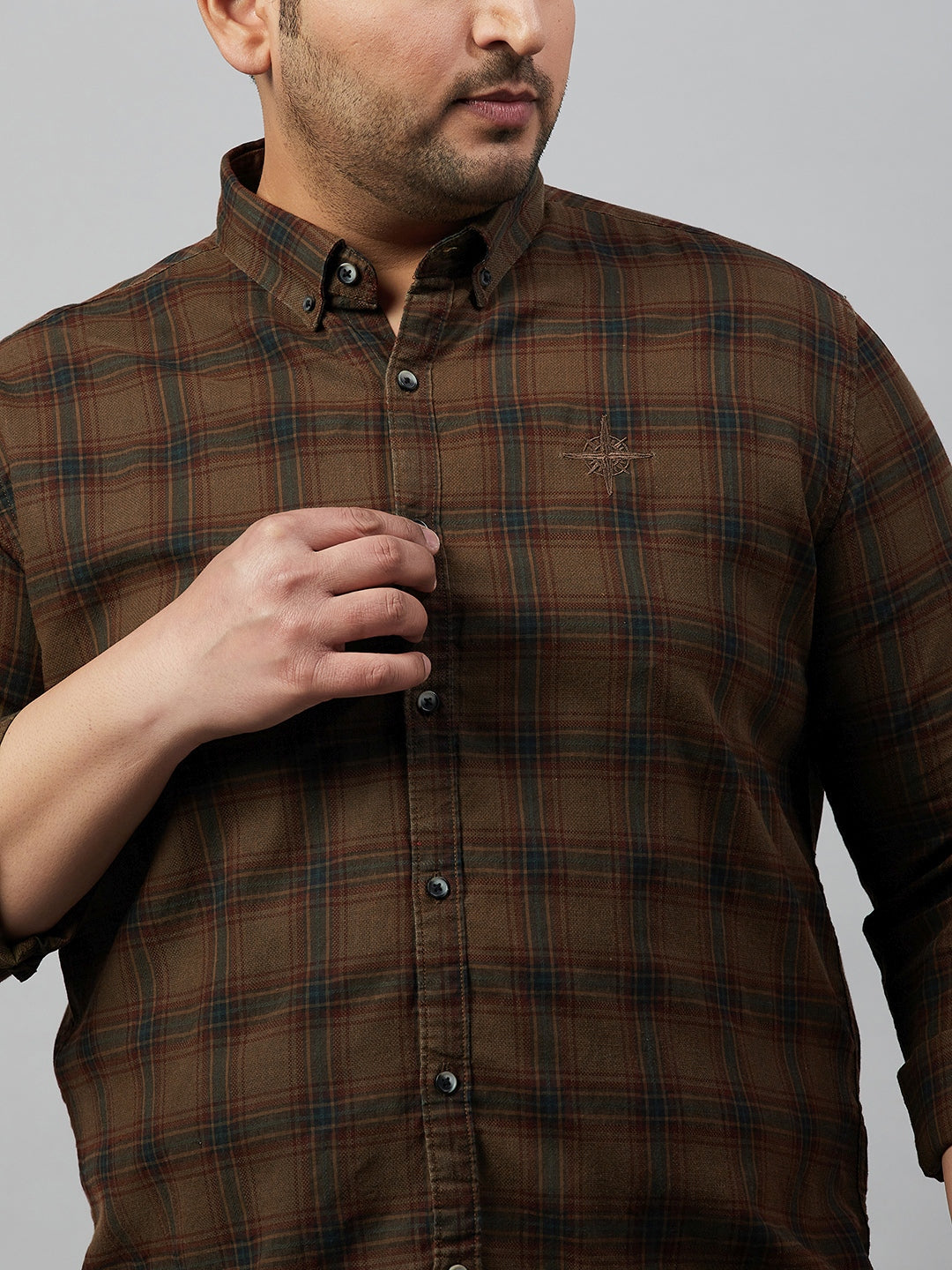 Men Checked Brown Comfort Shirt