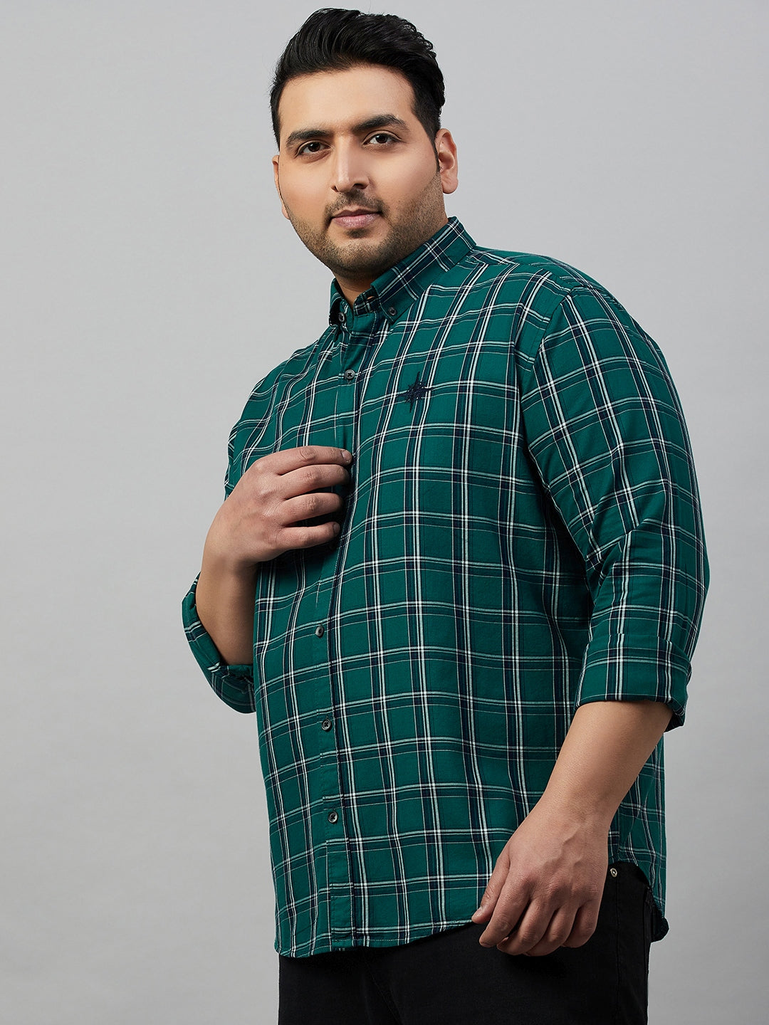 Men Checked Green Comfort Shirt