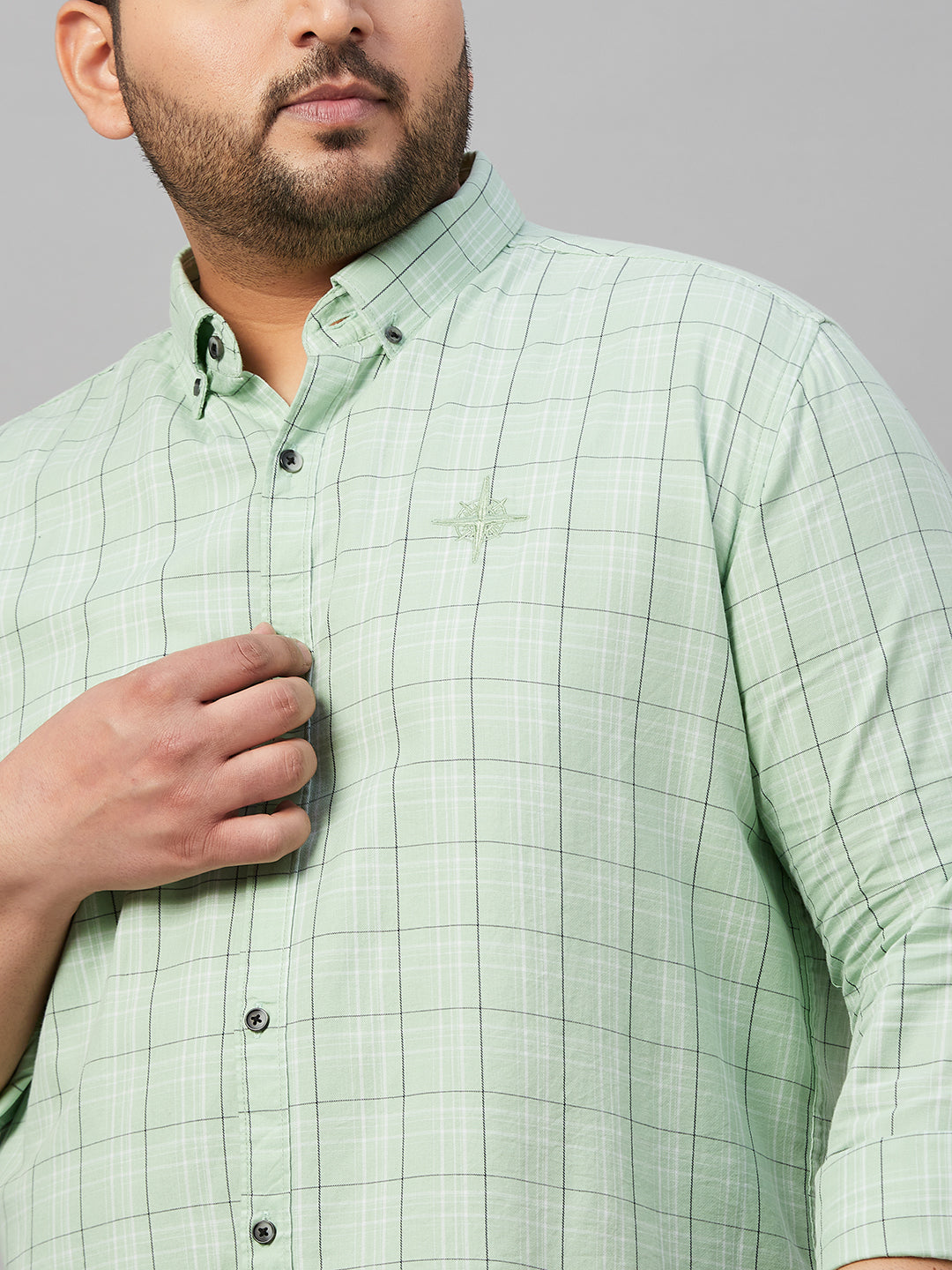 Men Checked Sea Green Comfort Shirt