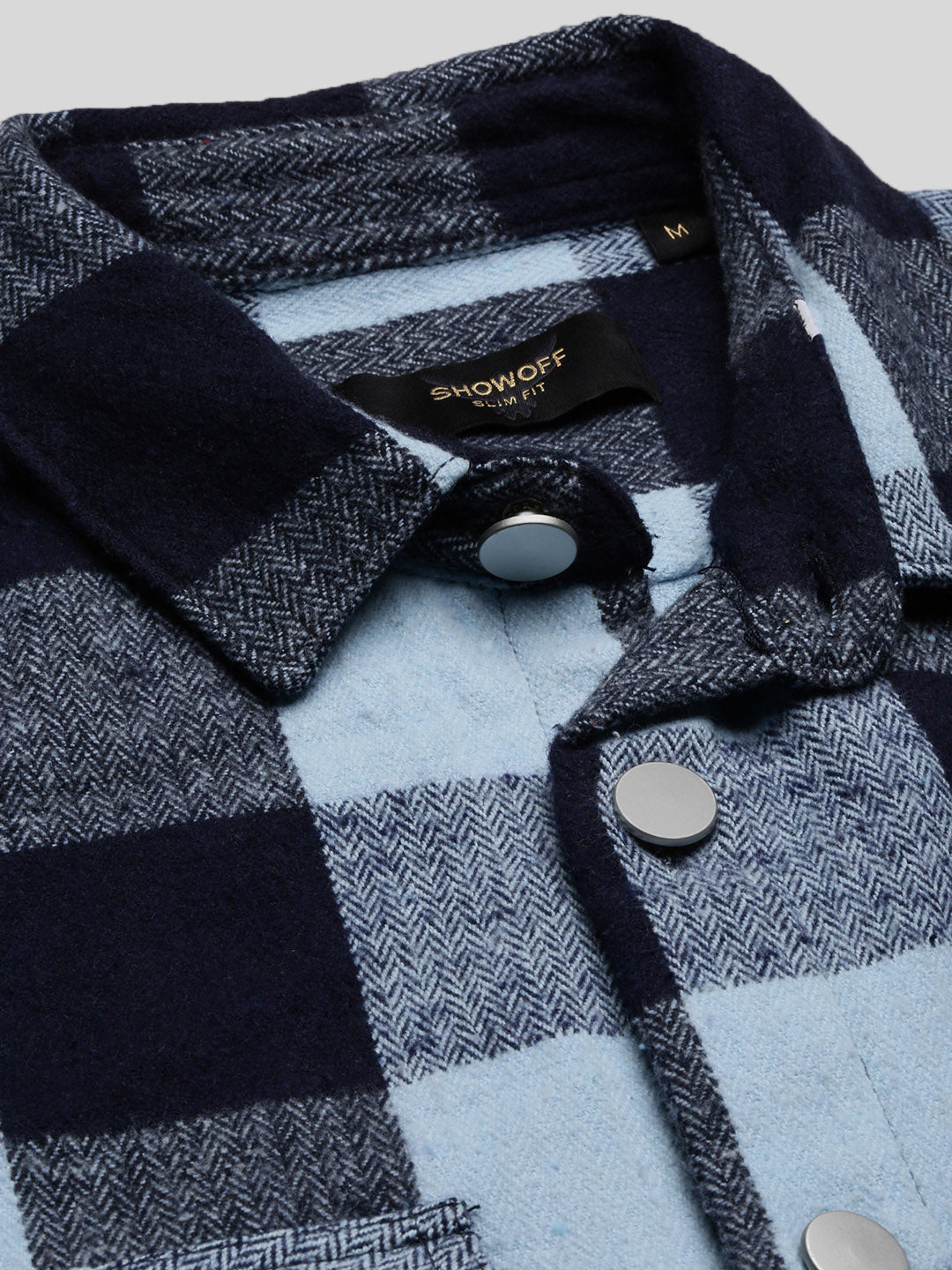 Men Blue Checked Shacket