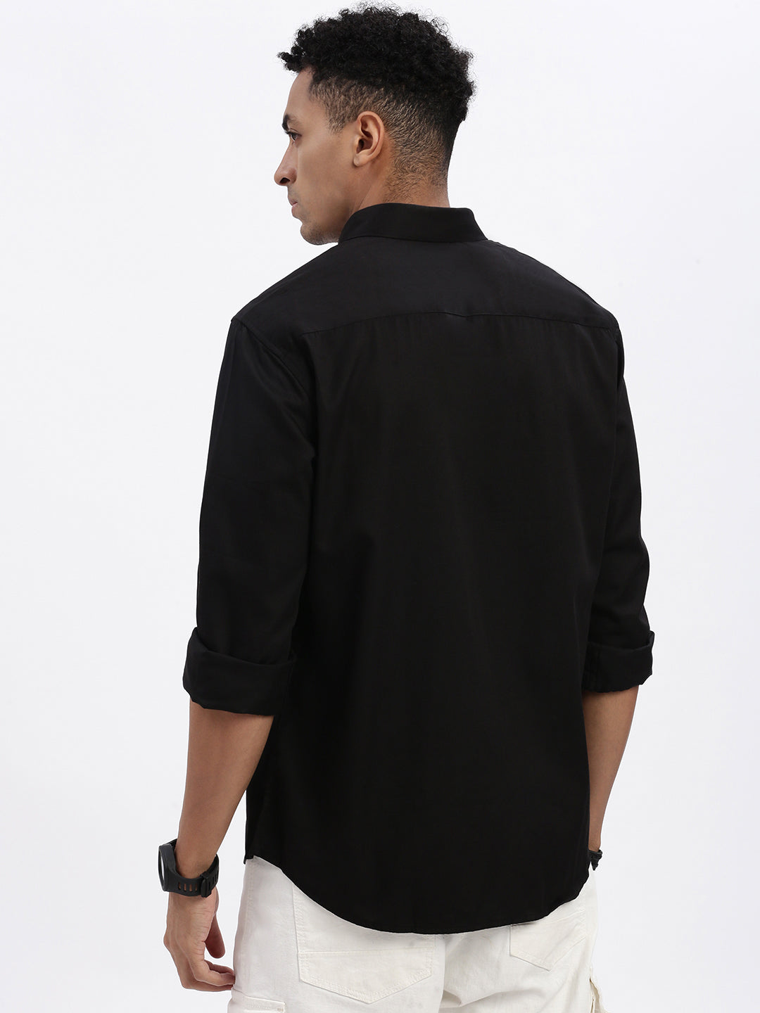 Men Black Solid Slim Fit Shirt