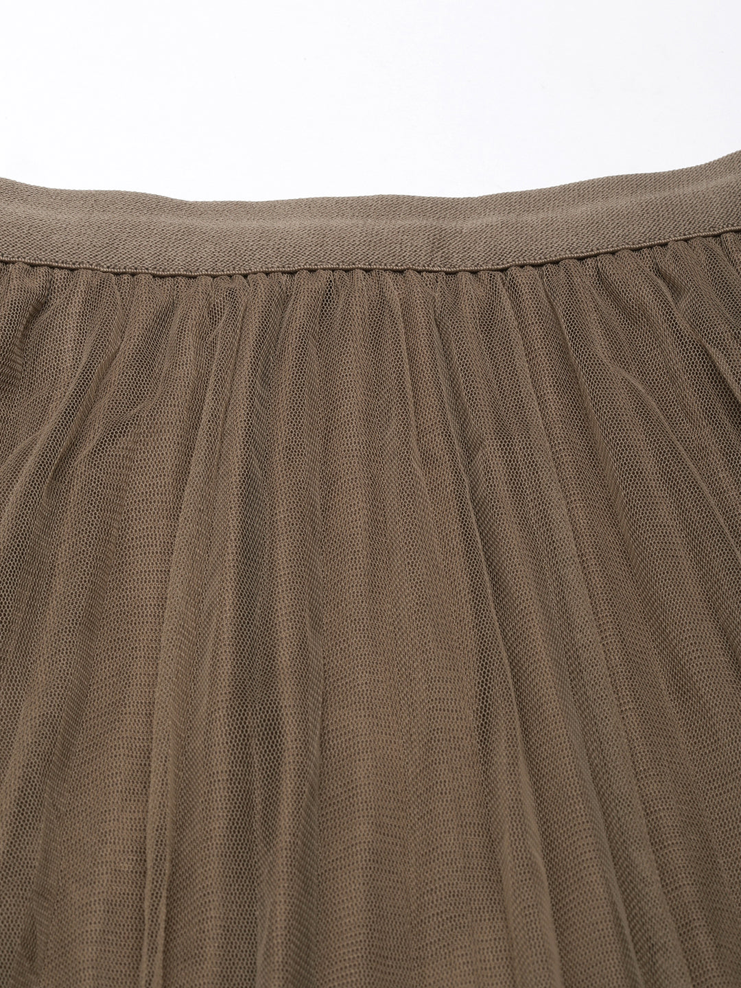 Women Solid Flared Brown Midi Skirt