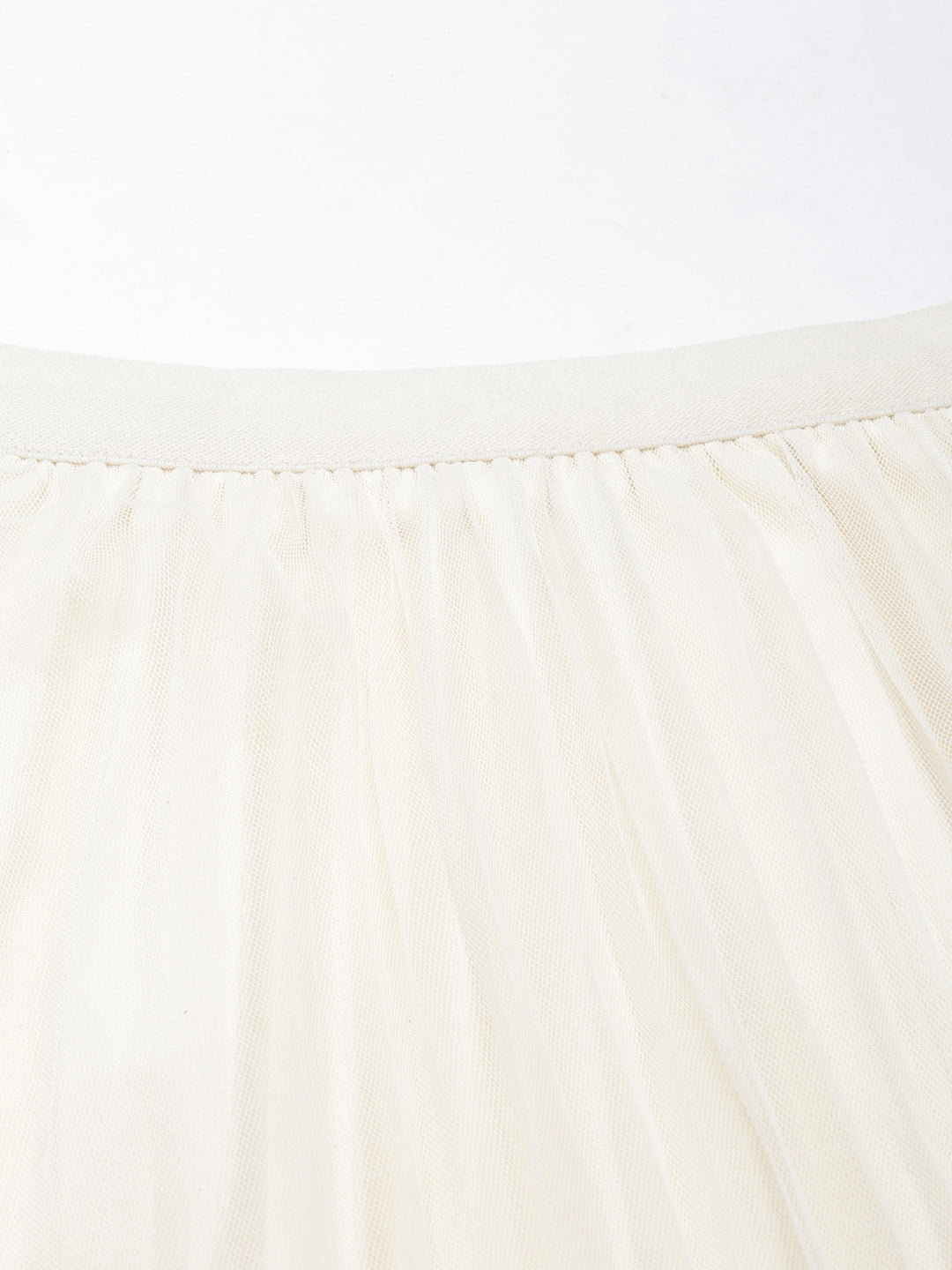 Women Solid Flared Cream Midi Skirt