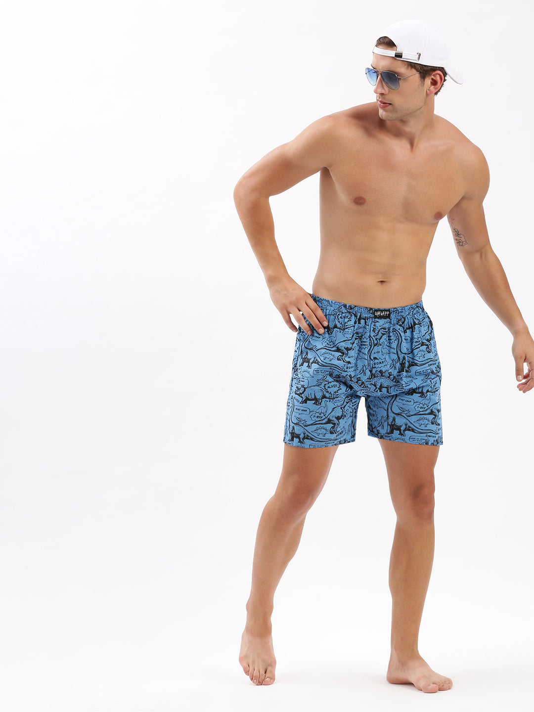 Men Printed Blue Boxer