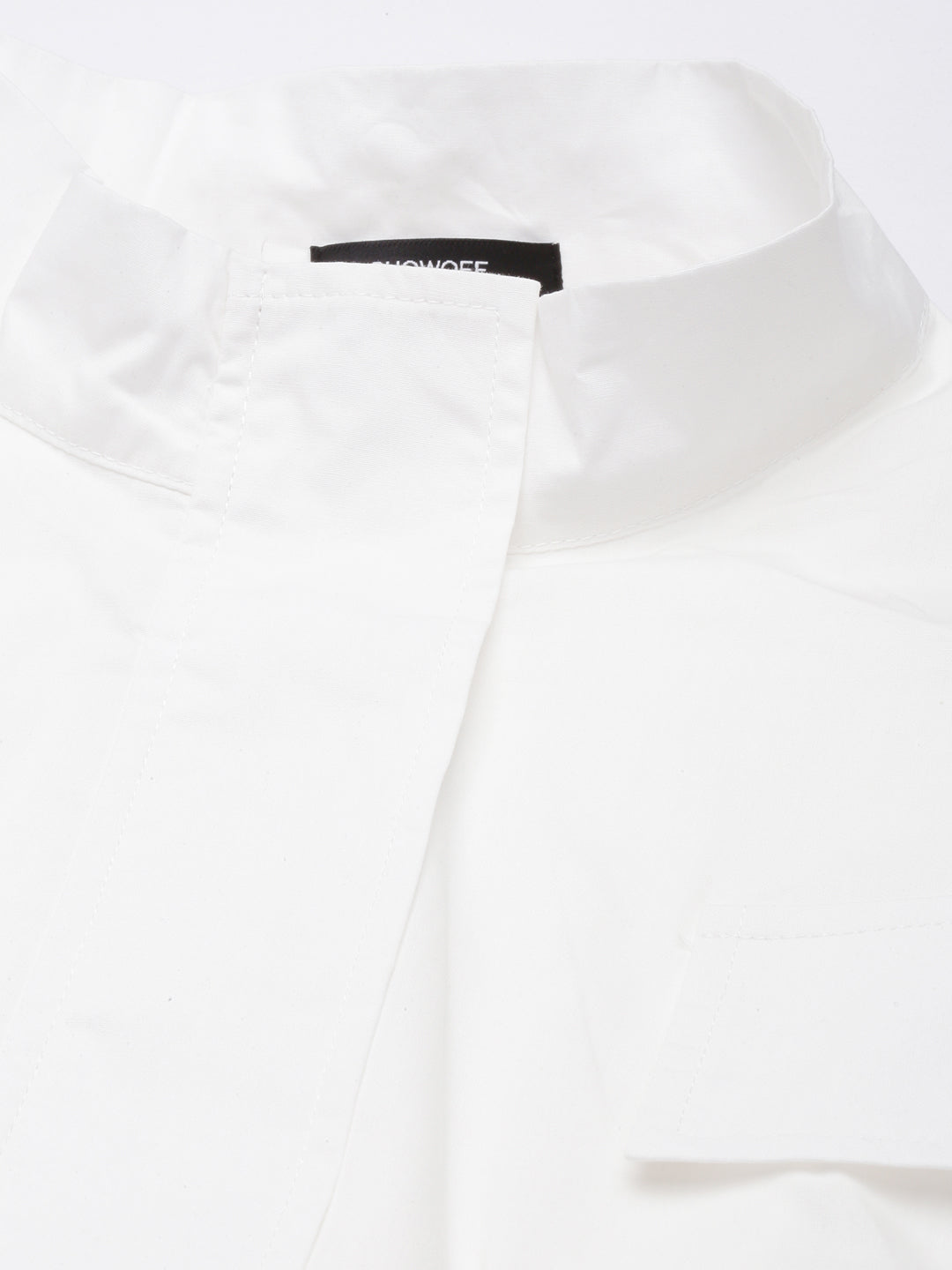 Women Solid White Crop Oversized Drop Shoulder Tailored Jacket