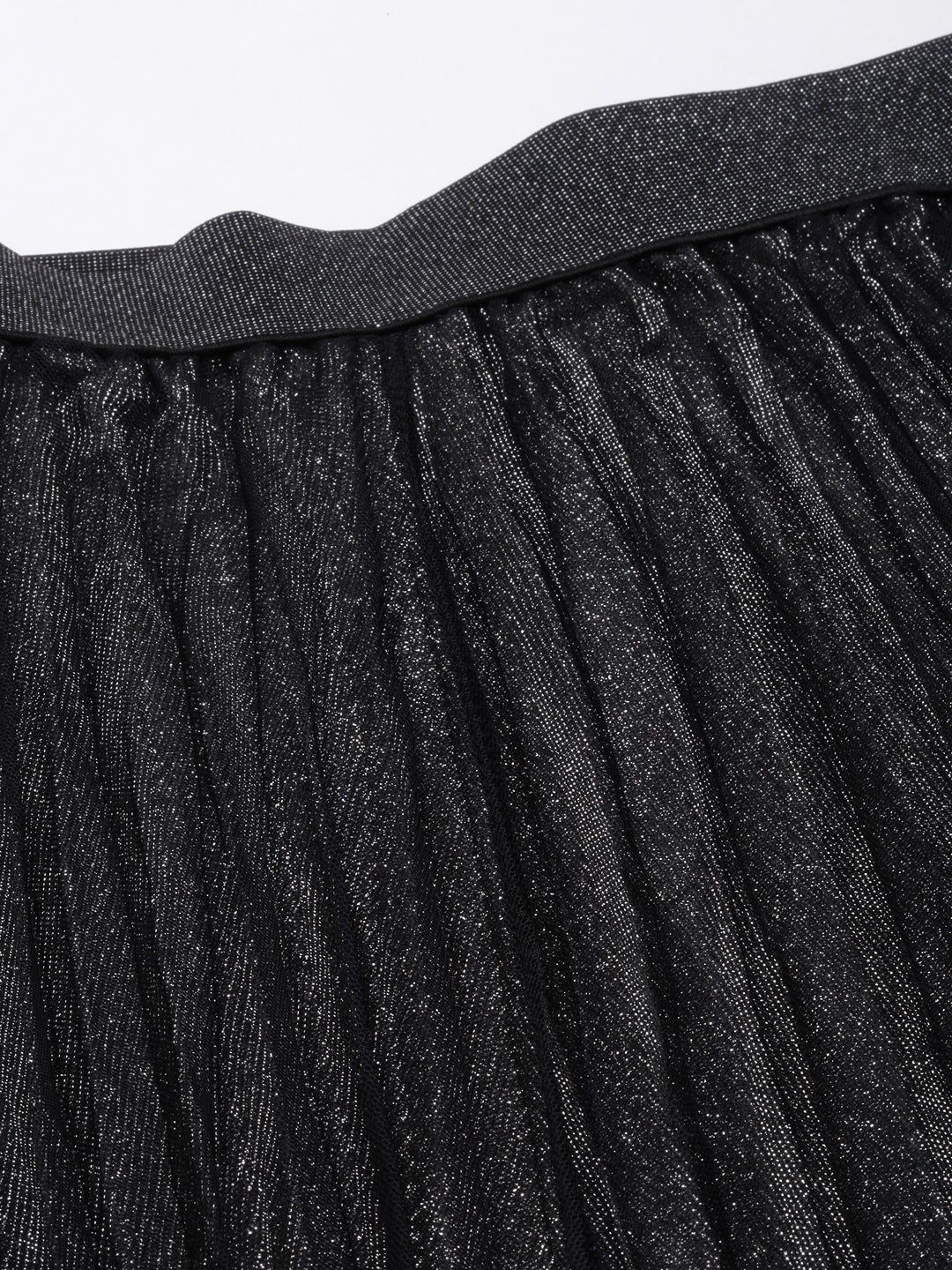 Women Ombre Black Flared Midi Sheer Skirt