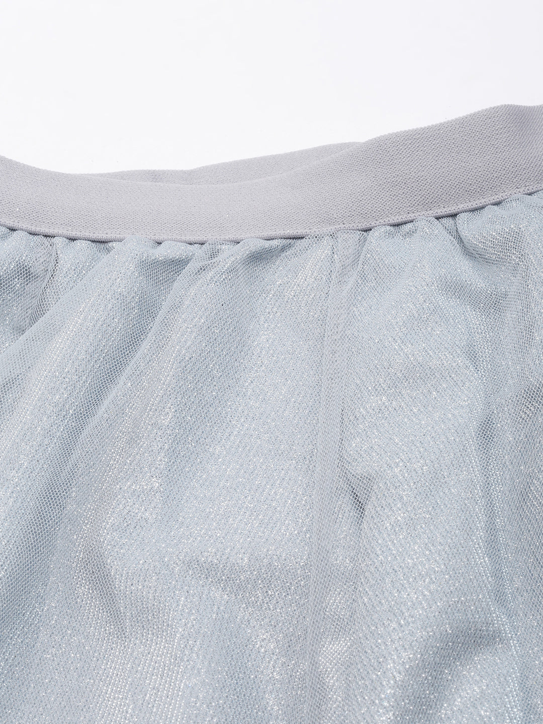 Women Solid Grey Flared Midi Sheer Skirt