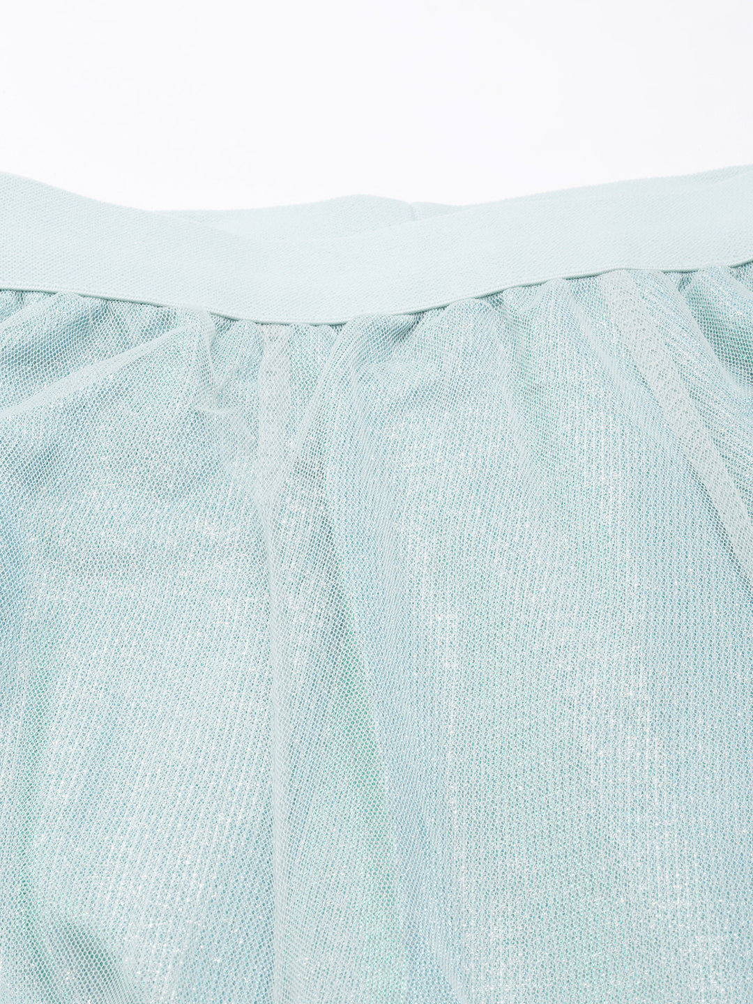 Women Solid Sea Green Flared Midi Sheer Skirt