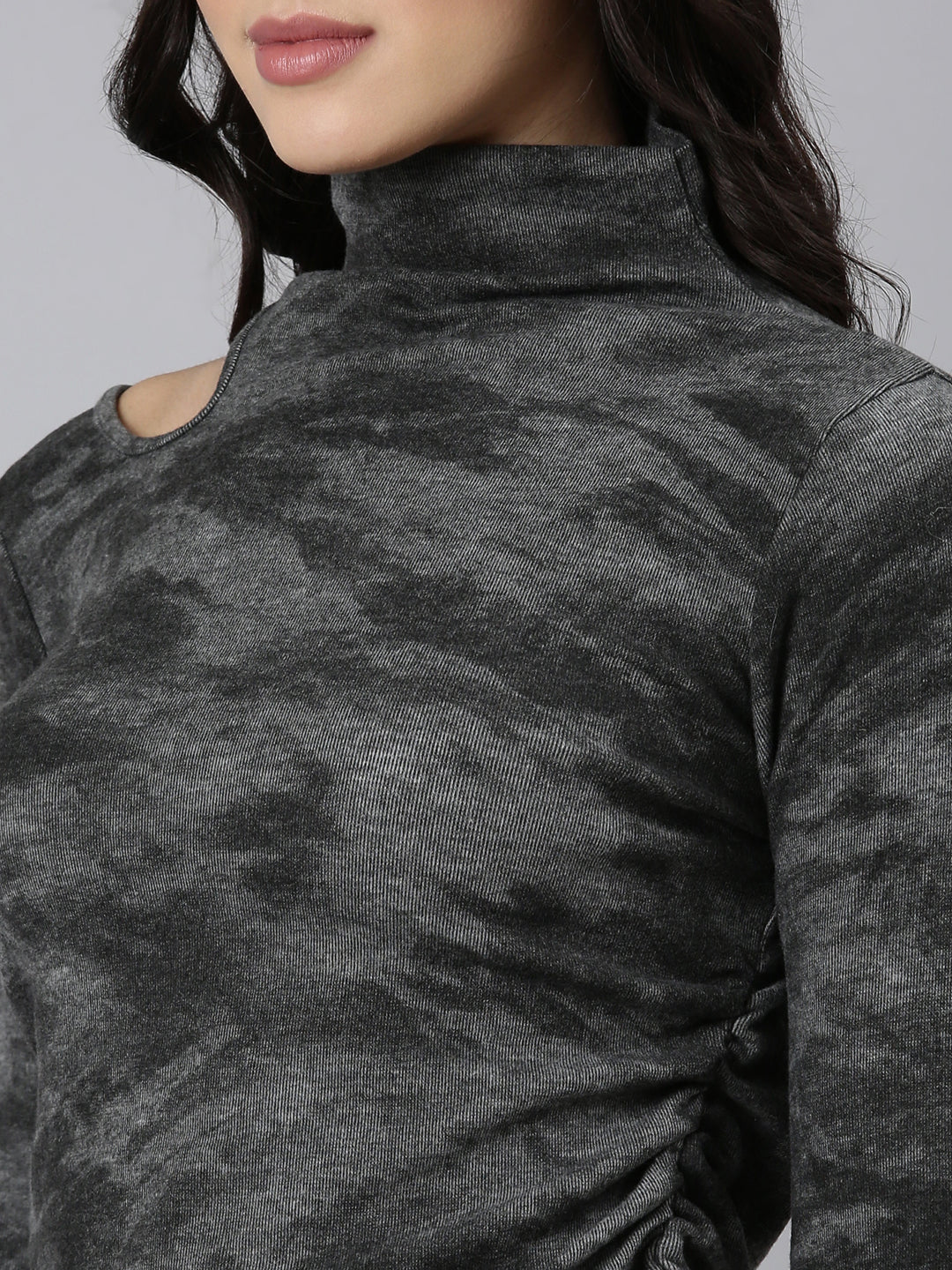 Women Abstract Grey Top