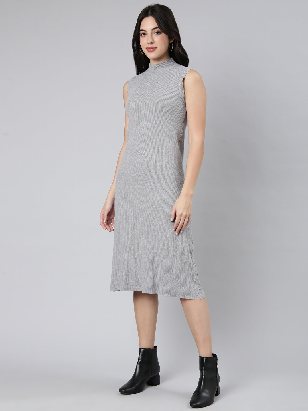 Women Solid Grey A-Line Dress
