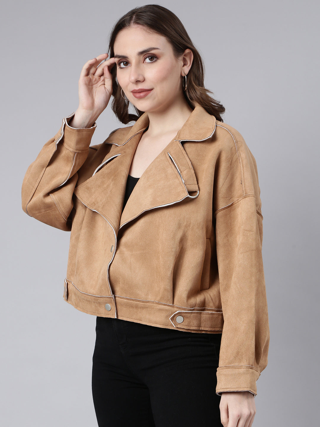 Women Solid Brown Tailored Jacket