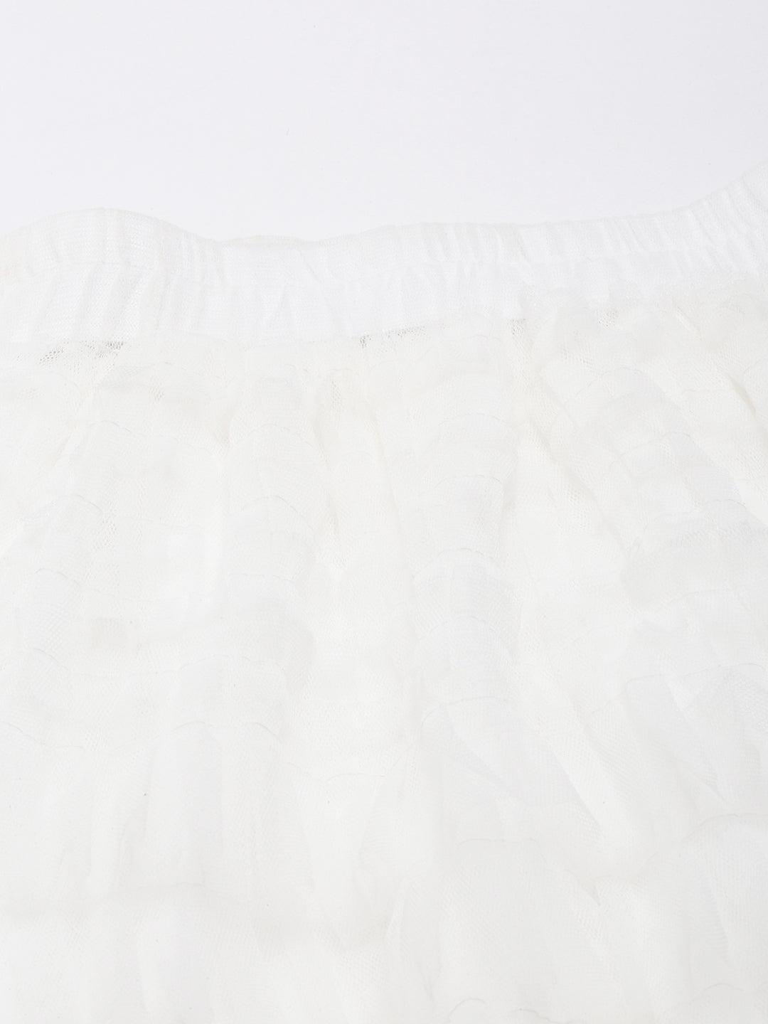 Women Solid Cream Tiered Midi Sheer Skirt