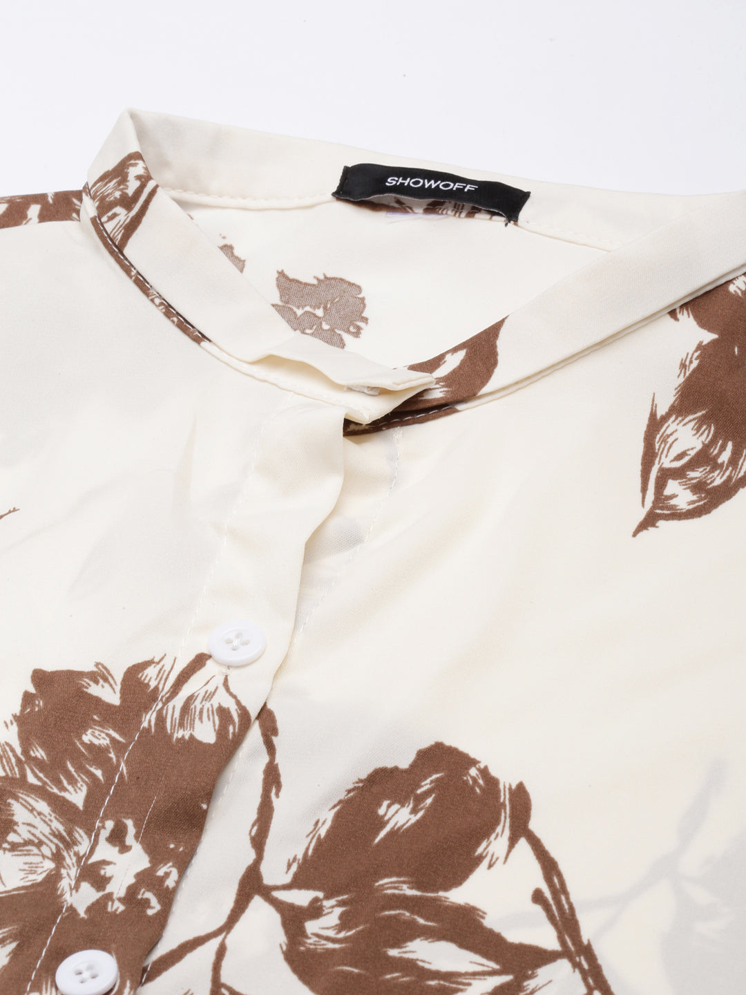 Women Floral Shirt Style Brown Over Sized Top
