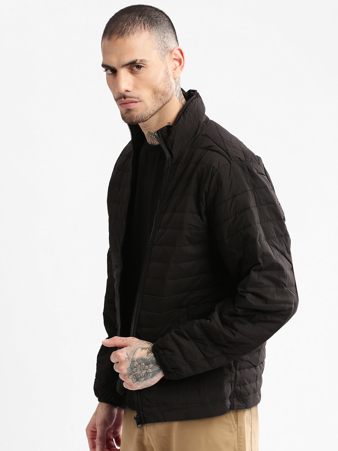 Men Hooded Olive Solid Tailored Oversized Jacket comes with Detachable Hoodie and Inner Jacket