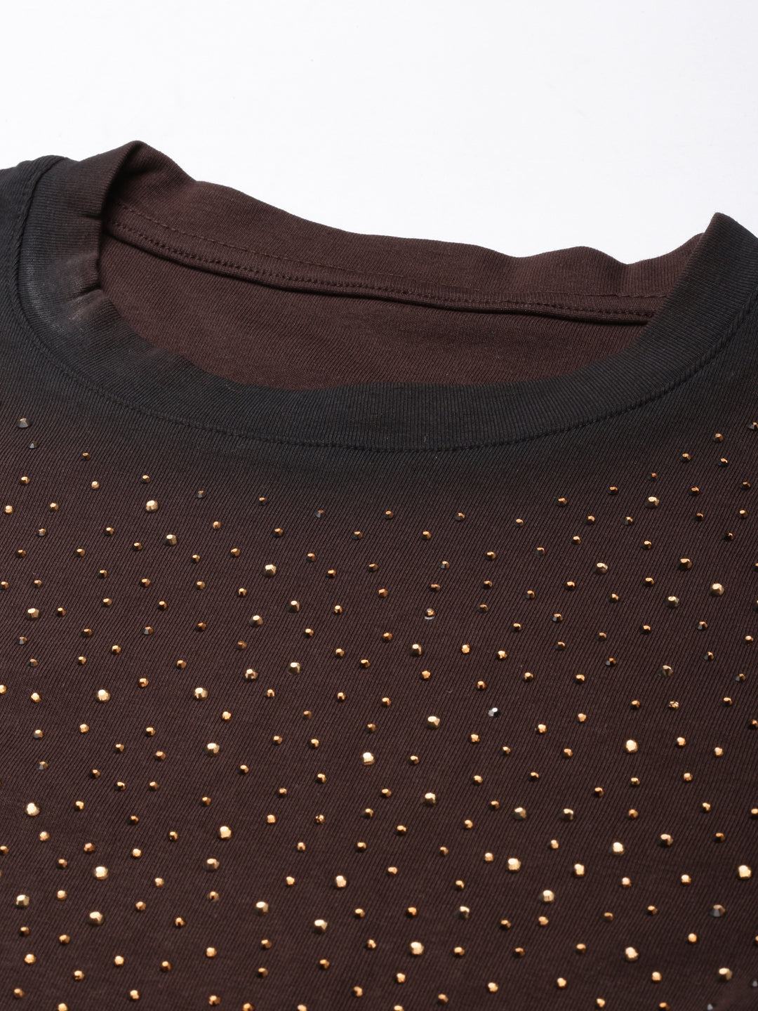 Women Embellished Brown Fitted Top