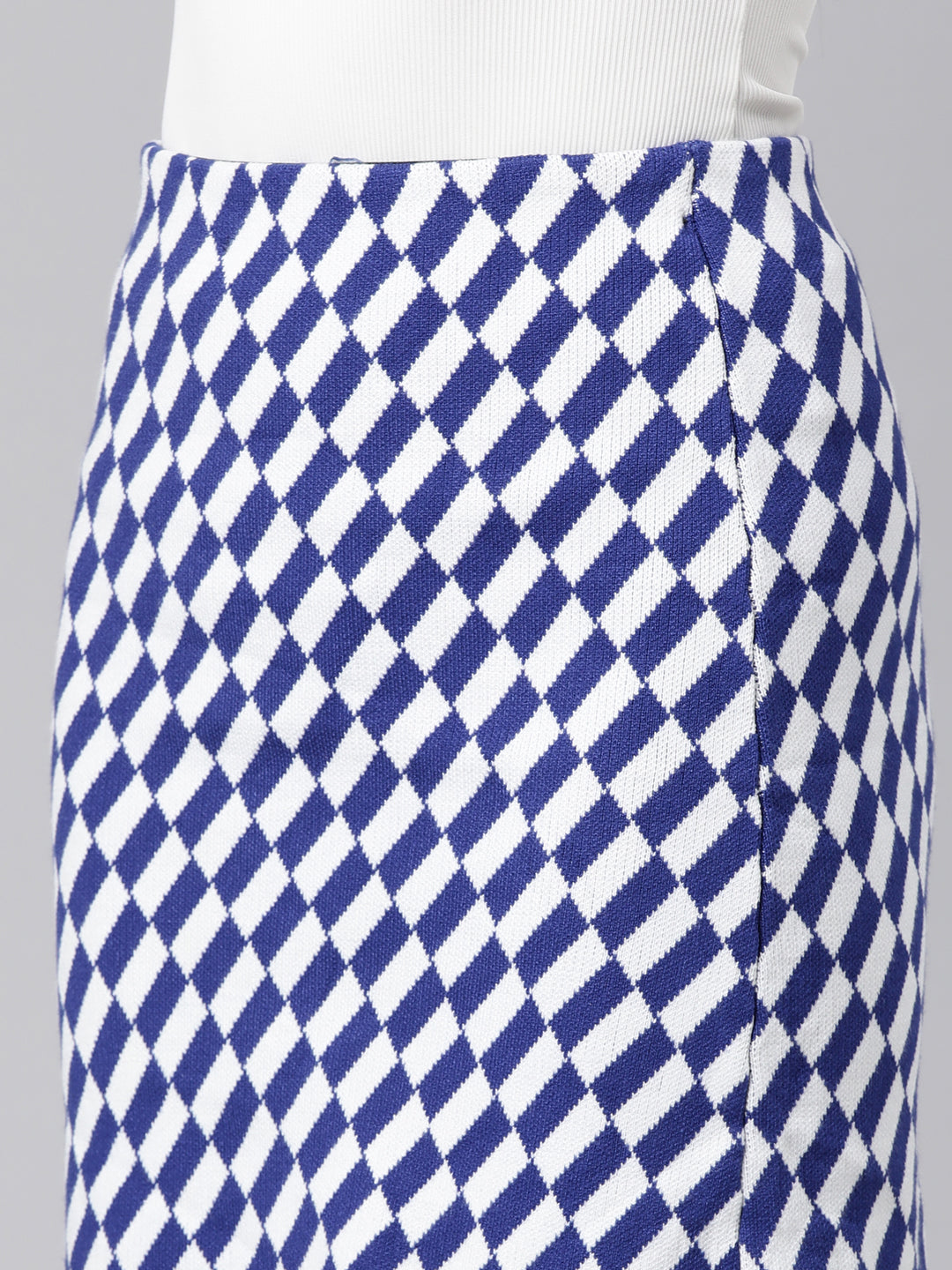 Women Geometric Pencil Blue Mini Skirt