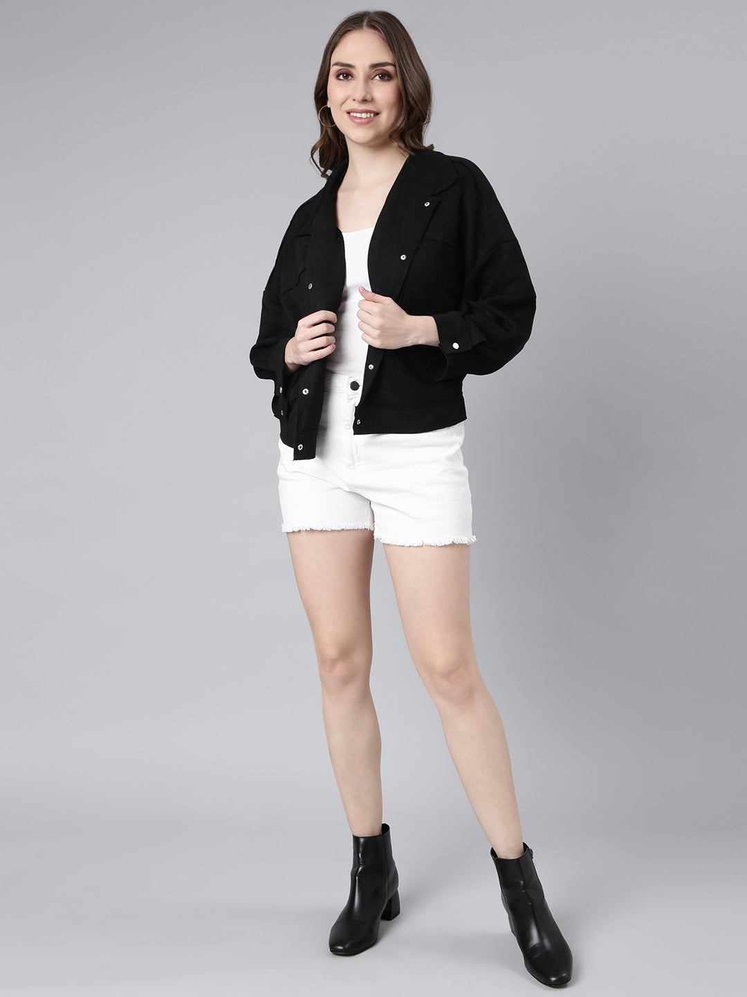 Women Solid Black Oversized Drop Shoulder Tailored Jacket