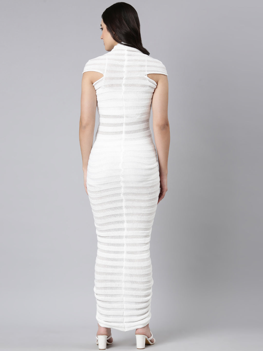 Women Self Design White Bodycon Dress