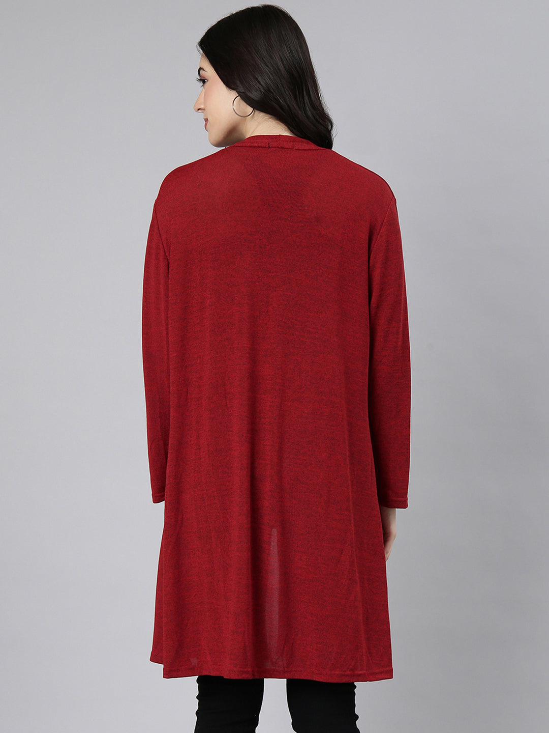 Women Solid Maroon Shrug