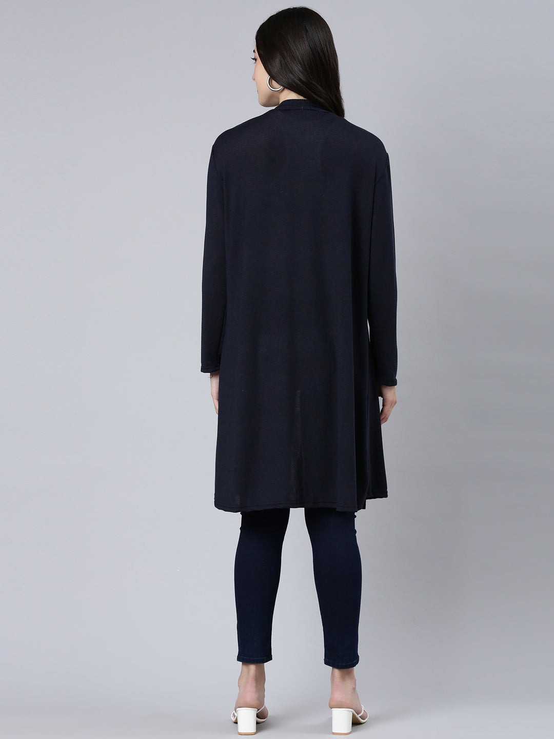 Women Solid Navy Blue Shrug