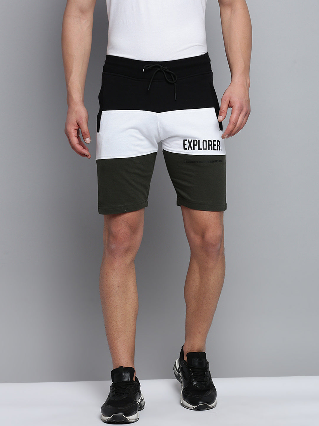Men Black Colourblock Casual Shorts