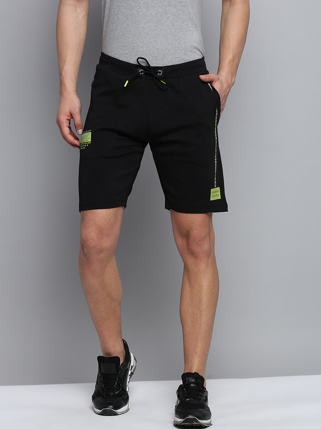 Men Black Solid Casual Shorts
