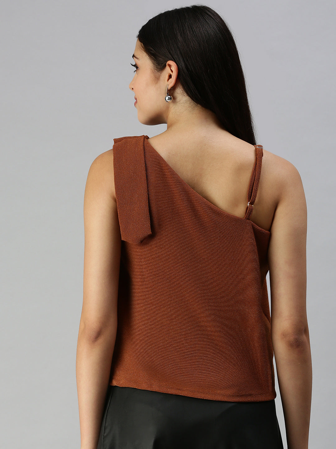 Women Brown Solid Boxy Top
