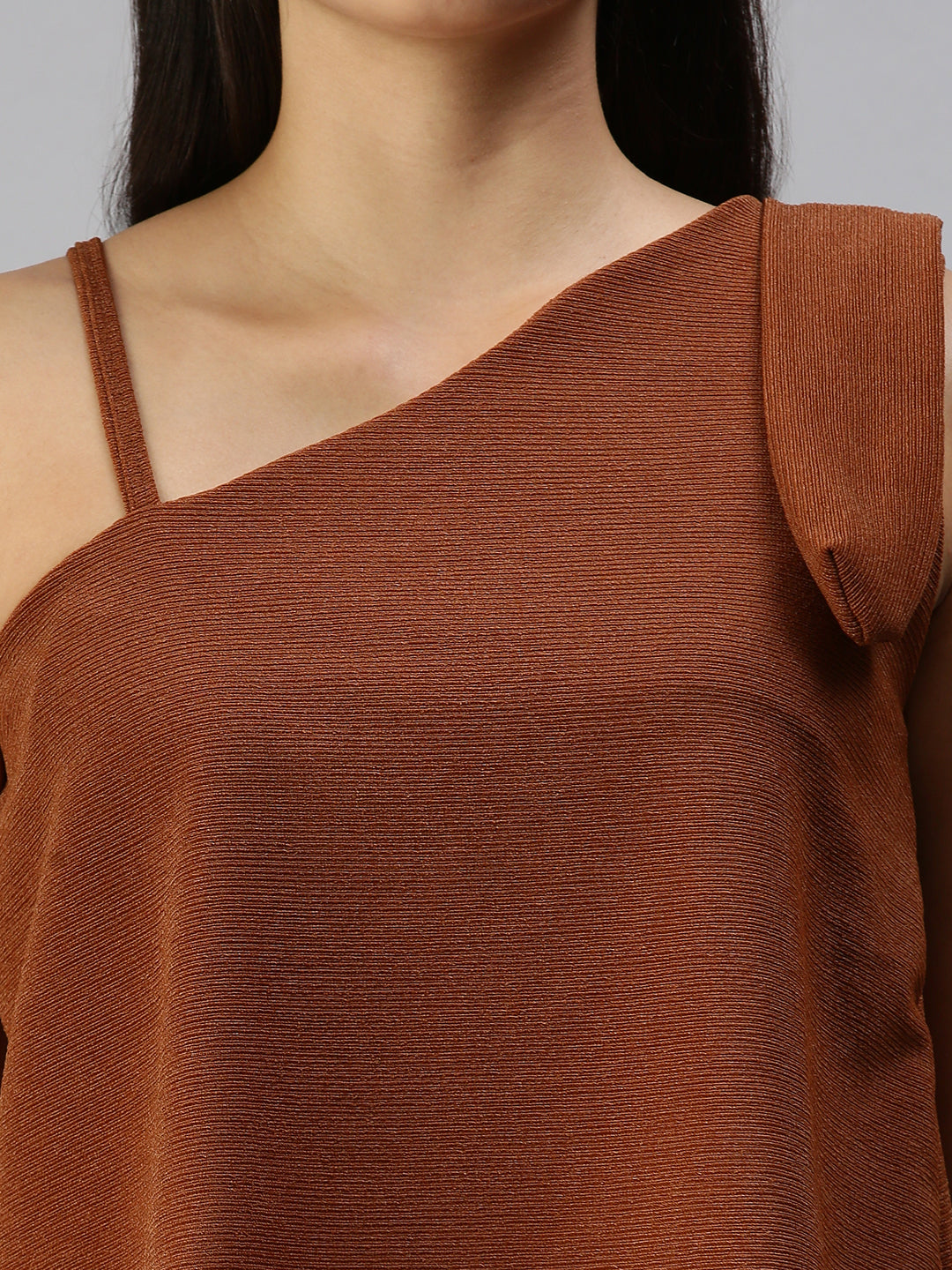 Women Brown Solid Boxy Top