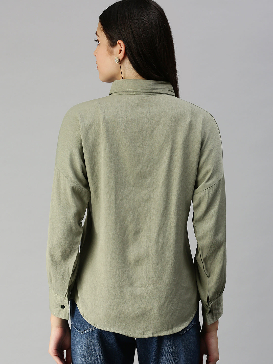 Women's Olive Solid Shirt