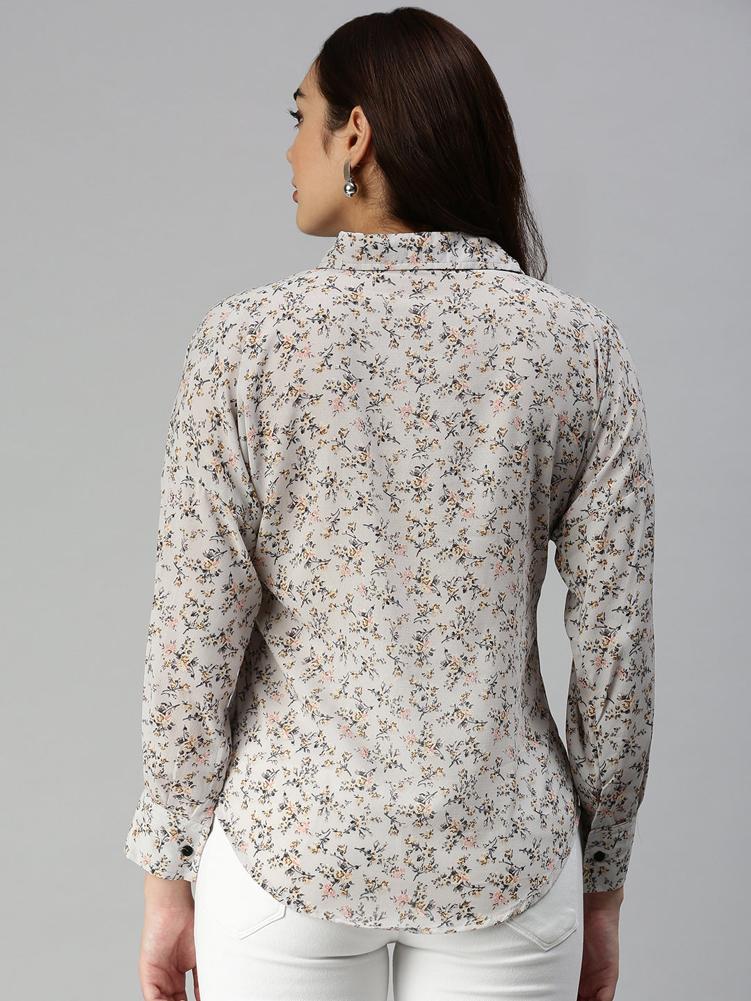 Women's Grey Printed Shirt